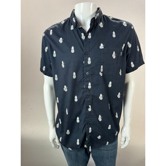 Mens Hawaiian Shirt By Molokai Surf Co. Pineapple Print Short Sleeve Button-Up L - Picture 10 of 16